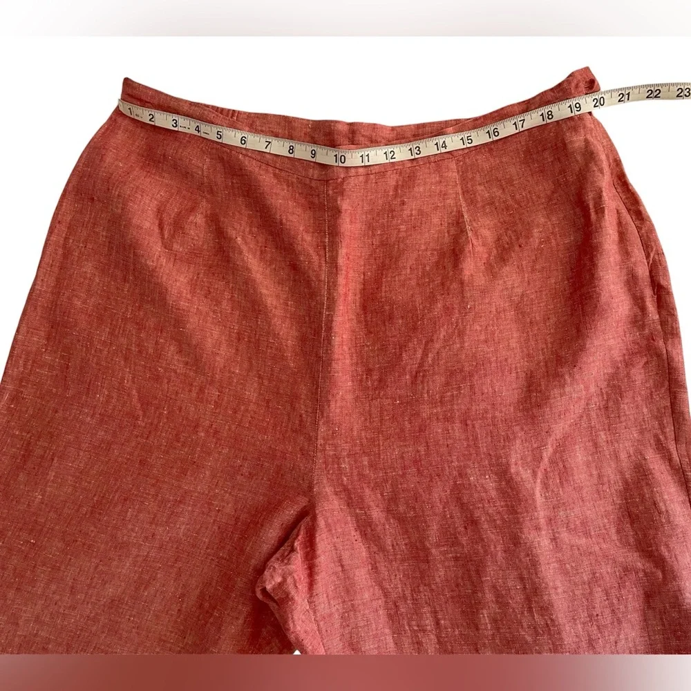 100%‎ Linen Cropped Pants Coral Women’s 1X Plus Size Janine Dray